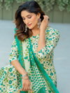 Pista Colour Cotton Blend With Print Kurti With Pant Dupatta Wholesale In India Aaradhna 2029